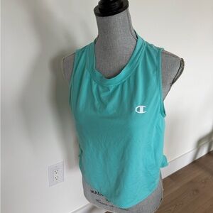 Champion Women's Aqua Racerback Tank with Logo